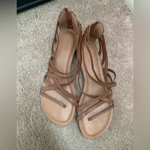 Carlos by Carlos Santana Brown Strappy Zip Up Sandals